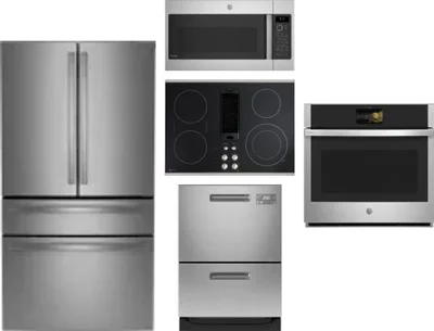 5 Piece Package Includes Refrigerator, Cooktop, Wall Oven, Microwave And Dishwasher